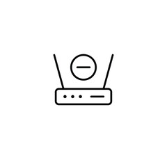 Fototapeta premium Wi-fi router and minus. Network access removed. Connection off, signal blocked. Pixel perfect, editable stroke vector icon