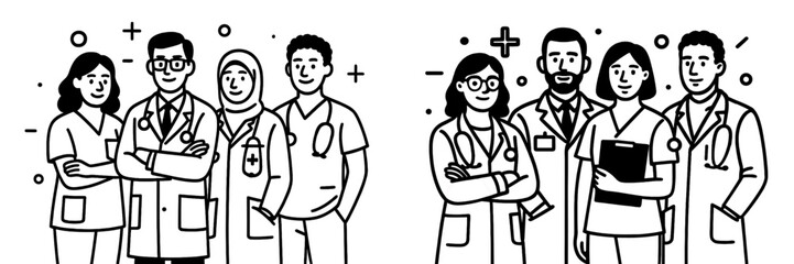 Fototapeta premium Diverse healthcare professionals standing together in collaboration
