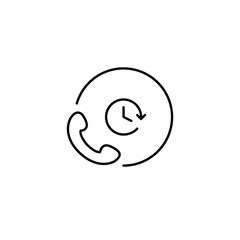 Call and clock. Customer support scheduled. Pixel perfect, editable stroke vector icon