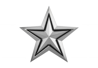 Obraz premium Silver star shiny metal five-pointed isolated on a transparent background