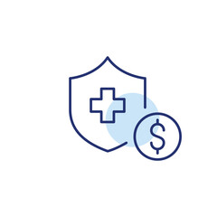 Obraz premium Health insurance and dollar. Insurance premium cost, healthcare payment, medical coverage expense. Pixel perfect, editable stroke vector icon