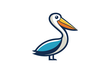 Obraz premium Pelican bird logo design flat vector illustration mascot animal icon isolated on white background