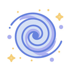 Stylized galactic swirl with stars on White Background illustration © Xihan