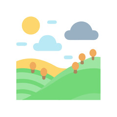 Fototapeta premium Scenic autumn landscape with rolling hills and cloudy sky