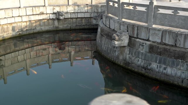 Taiqing Palace Moon Pool in Luyi County, Zhoukou City, Henan Province, China. This is the ancestral temple revered by all the major Taoist sects in China. 