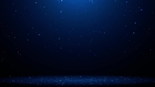blue motion background with light flare and shiny stars glitter falling on floor, christmas and new year social media design element