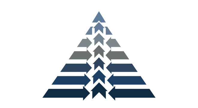 Visualizing Progress: Abstract Arrow Pyramid for Business Strategy and Development