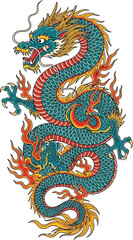 Obraz premium Chinesse dragon zodiac vector, green down chinesse dragon zodiac, draw up chinesse dragon zodiac vector illustration