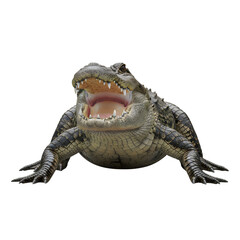 Obraz premium Realistic alligator or crocodile roaring with open mouth in aggressive pose isolated on transparent background
