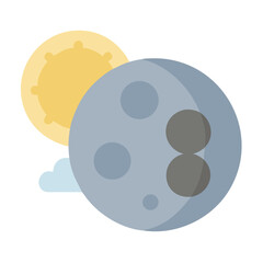 Fototapeta premium Stylized sun and moon illustration with cloud on White