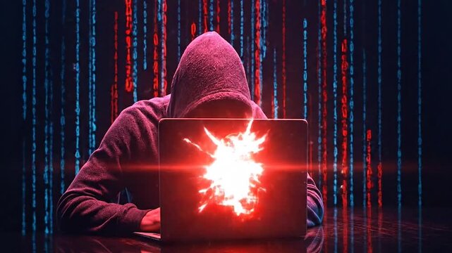 Cyber Security Breach: Anonymous Hacker Unlocking Digital Lock with Cyber Attack Background