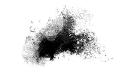 Abstract halftone ink blob, grunge art. Black paint stroke texture. Wallpaper design. Hand drawn watercolor isolated vector illustration © pim