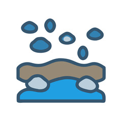 Stylized water and land illustration in flat vector style