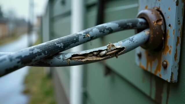 Dangerous scene scene of rust and burning of wire pipes