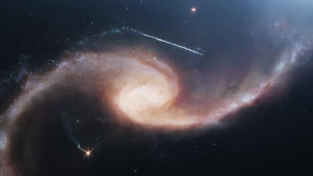 Glowing fluid nebula clouds in dark space animation
