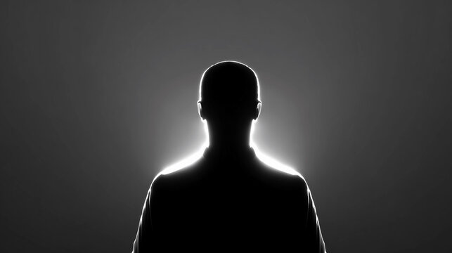 Silhouette with glowing outline on a blank background at night Generative AI