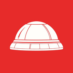 Fototapeta premium Illustration of a white dome-shaped observatory against a red background.