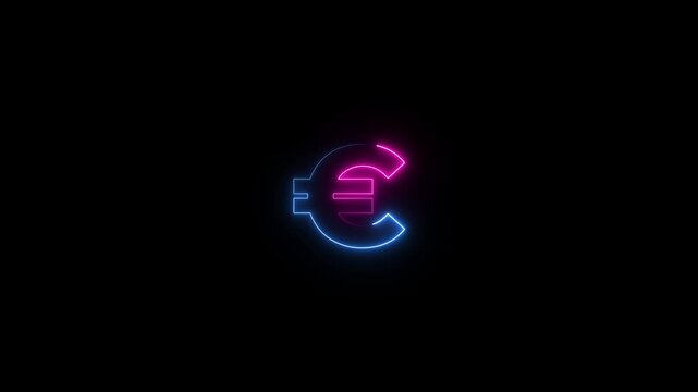 Glowing neon Euro currency sign icon isolated on transparent background. Money, profit, investment, growth business, economy, finance and success concept.