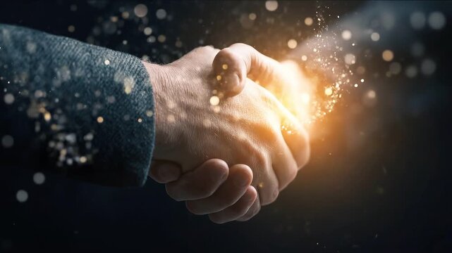 Handshake: Symbolic handshake with an eye-catching lighting, representing a perfect deal.