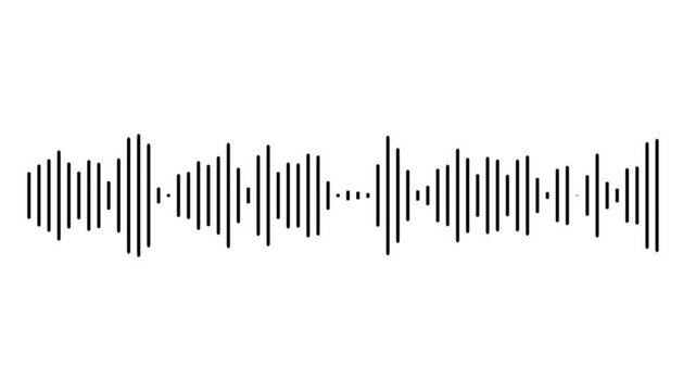 Abstract music waves oscillation. Futuristic sound wave visualization. wave form Audio. Isolated on transparent background. Digital interface element. Seamless loop