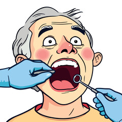 Vsai elderly man receiving dental examination from dentist