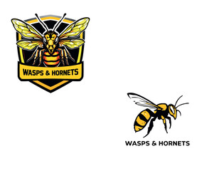 Vsai wasp and hornet insect logo design concept