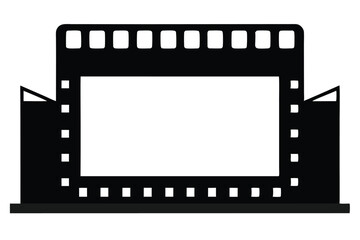 Fototapeta premium movie screen line art silhouette vector illustration