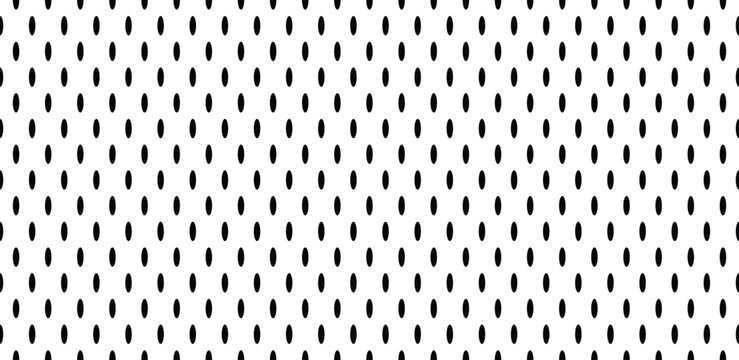 Seamless Black Oval Dot Mesh Pattern - Sport Jersey Fabric Texture and Industrial Perforated Metal Vector Background