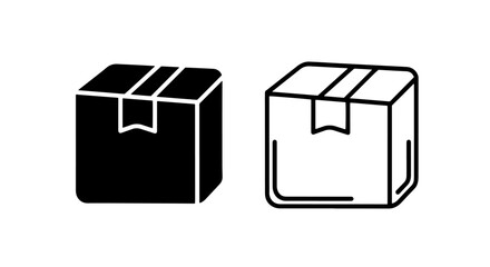 Cardboard box icons in black and white, representing shipping, delivery, and storage