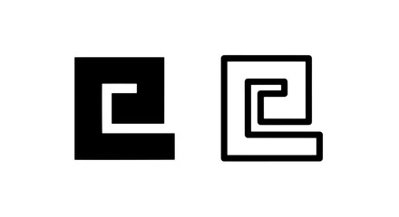 Obraz premium Abstract geometric square spiral icon in solid and outline styles, suggesting order and complexity