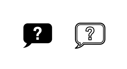 Fototapeta premium Speech bubble icon with a question mark, representing queries, uncertainty, or support in solid and outline