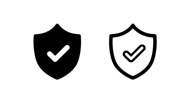 Shield icon with a check mark, signifying security, protection, and verified status