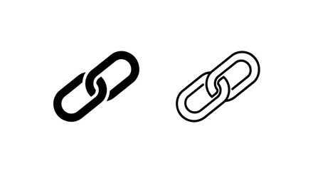 Obraz premium Interlocking chain link icons in solid black and outline, symbolizing connection, strength, and security.