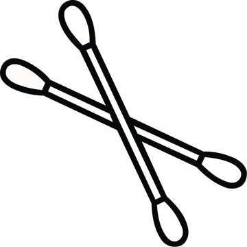 Two cotton swabs or cotton buds line art vector icon for apps and websites