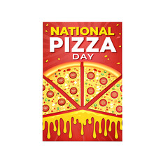 national pizza day poster with transparent background 