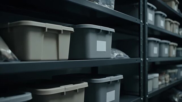 Evidence Storage Room Full of Crime Scene Samples in Bags and Bins Forensic Investigation and Archiving Loopable