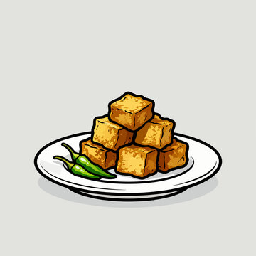 Sumedang tofu with green chili peppers