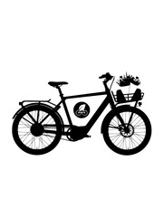 Flower Delivery Bicycle Silhouette, Mobile Florist Shop, Sustainable Small Business and Eco Friendly Urban Retail Vector Art