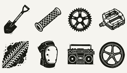 Trail Boss BMX Gear and Parts Linocut Illustration