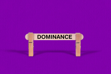 Fototapeta premium Dominance symbol. Wooden stick suspended by Clothespins, Purple hues Backdrop. Business and Dominance concept with copy space