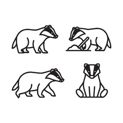 Obraz premium Badger illustrations in various poses and actions