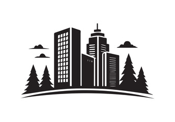 House Silhouette with Minimal Home Exterior Black Vector Illustration.