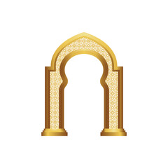 Fototapeta premium Golden archway with intricate pattern on white background