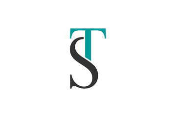Fototapeta premium TS Monogram Letter Logo, Modern Teal and Black Initials Design, Professional Corporate Brand Identity Symbol