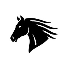 Naklejka premium Stallion head silhouette. Horse logo icon symbol design. Black elegant style. Isolated on white background.
