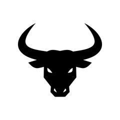 Bull head silhouette. Taurus logo icon symbol design. Strong buffalo mascot. Vector illustration isolated on white background.