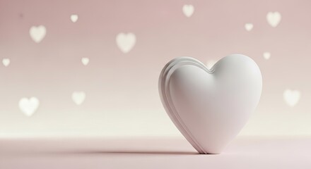 White heart on soft pink background