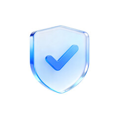 3d rendered icon of glossy shield symbol