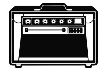 Obraz premium guitar amplifier line art silhouette vector illustration