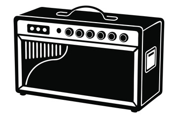Obraz premium guitar amplifier line art silhouette vector illustration